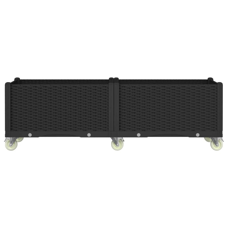 Load image into Gallery viewer, VidaXL Plantenbak met wielen 160x50x54 cm polypropeen zwart