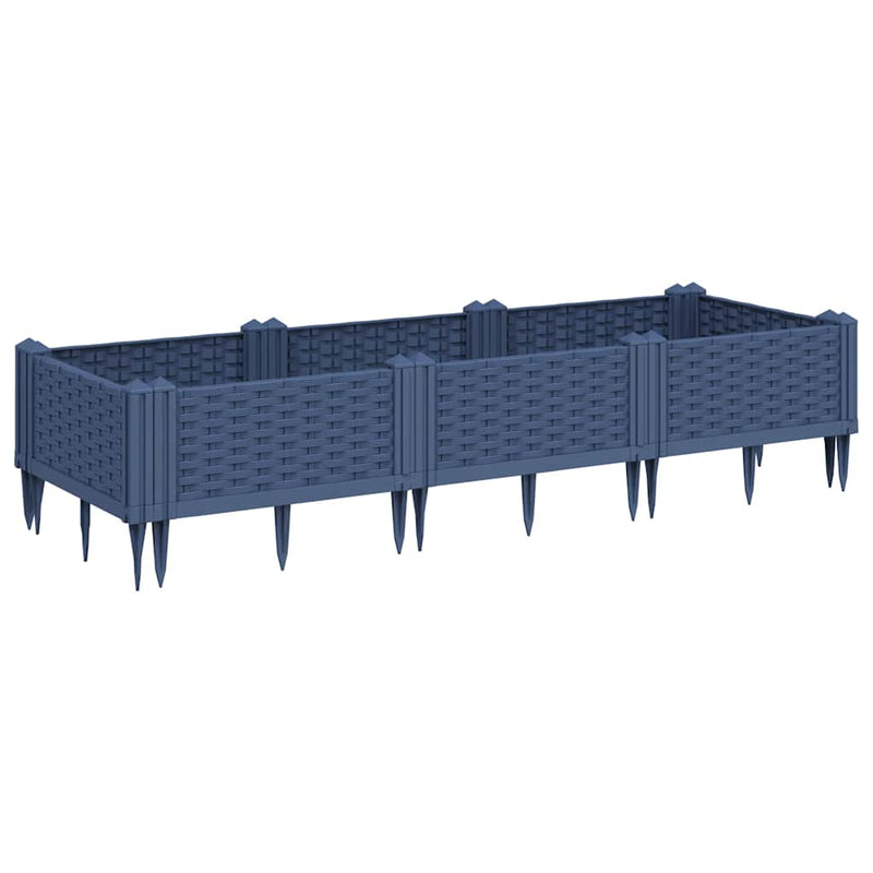 Load image into Gallery viewer, Vidaxl plantenbak met pinnen 125x40x28,5 cm polypropeen blauwgrijs