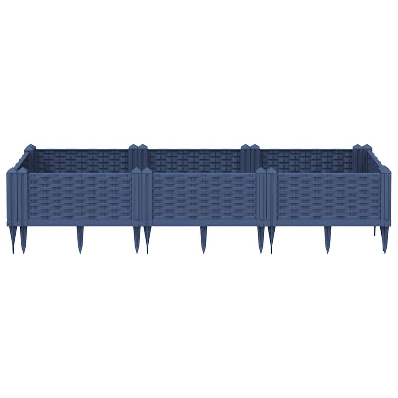 Load image into Gallery viewer, Vidaxl plantenbak met pinnen 125x40x28,5 cm polypropeen blauwgrijs