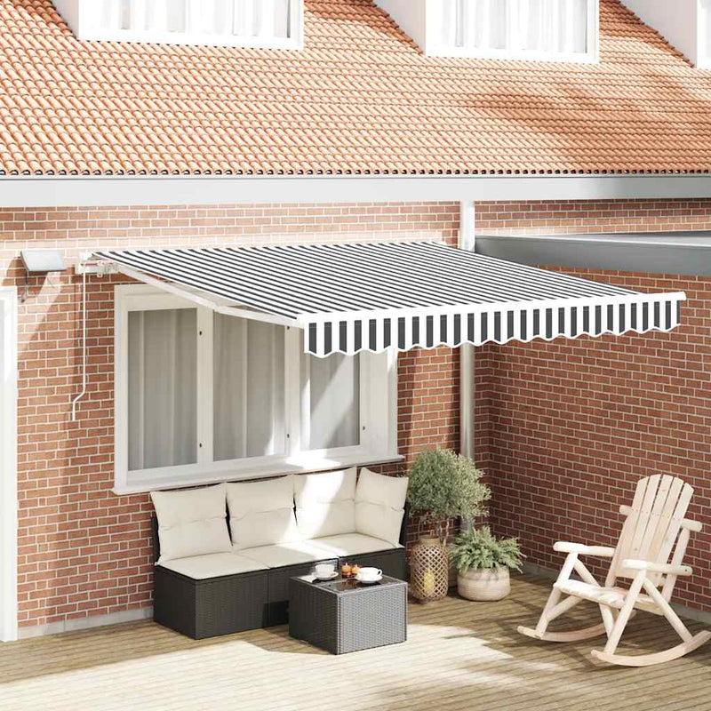 Afbeelding laden in galerijviewer, Vidaxl luifel handmatig uittrekbaar en led 300x250 cm antraciet en wit