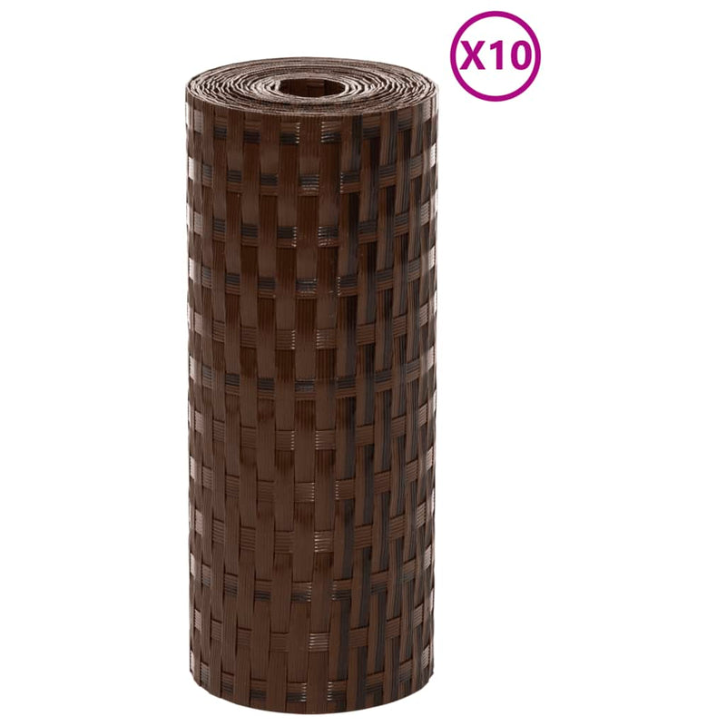 Load image into Gallery viewer, Vidaxl balkonschermen 10 st 255x19 cm poly rattan bruin en zwart