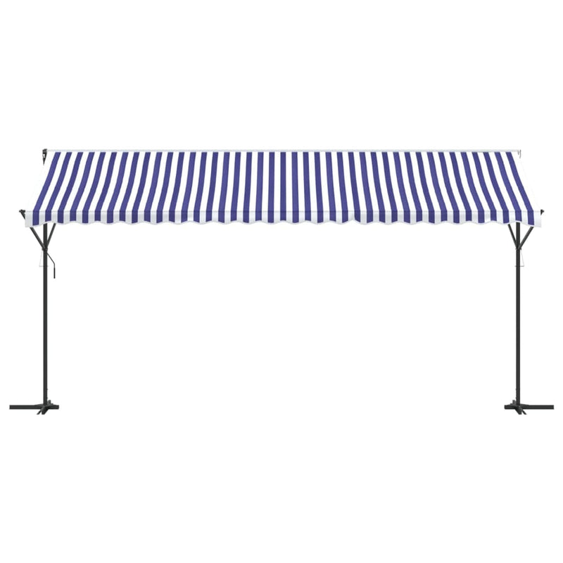 Load image into Gallery viewer, VidaXL Luifel vrijstaand 500x300 cm stof en staal blauw en wit