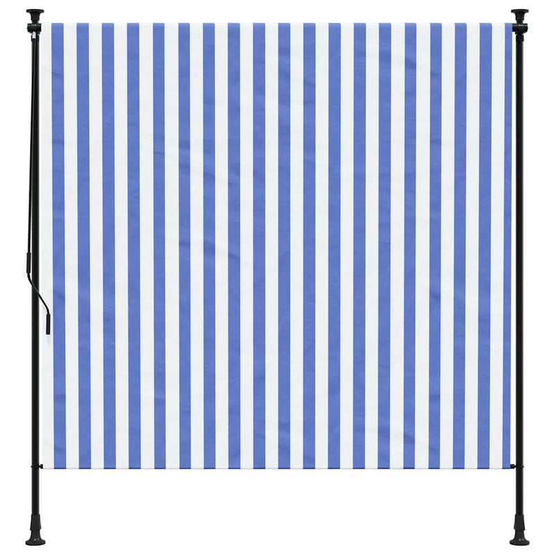 Load image into Gallery viewer, Vidaxl rolgordijn voor buiten 150x270 cm stof en staal blauw en wit
