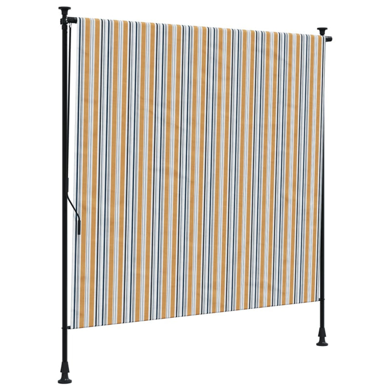 Afbeelding laden in galerijviewer, Vidaxl rolgordijn voor buiten 200x270 cm stof en staal geel en wit