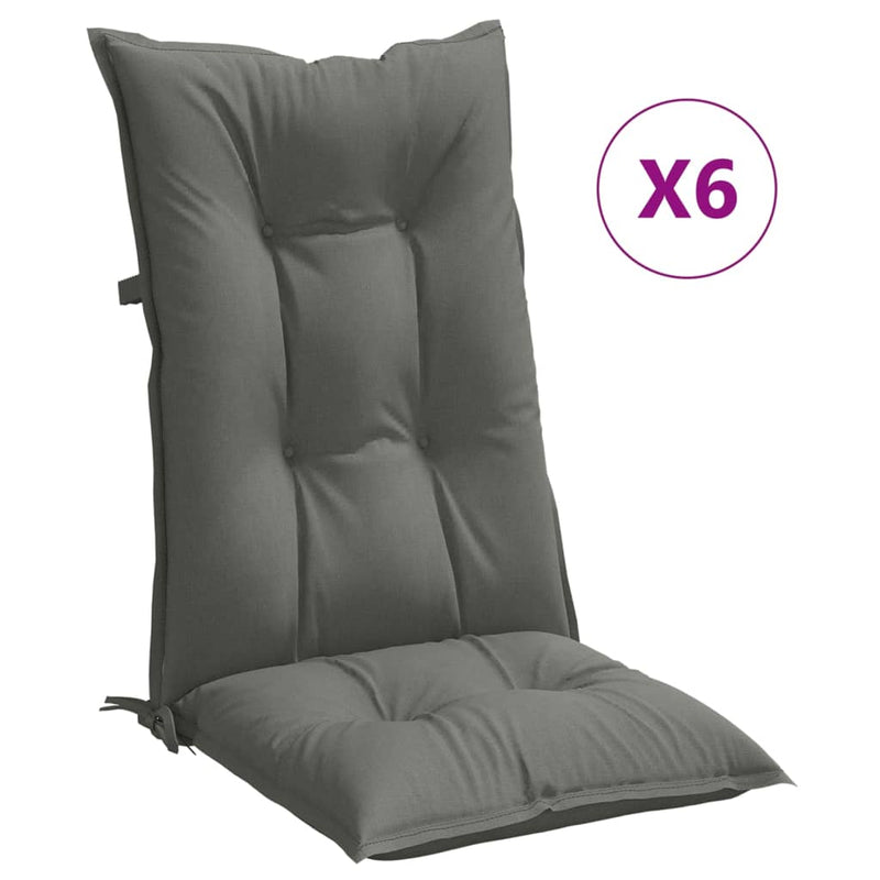 Load image into Gallery viewer, Vidaxl stoelkussens 6 st hoge rug 120x50x7 cm stof donkergrijs