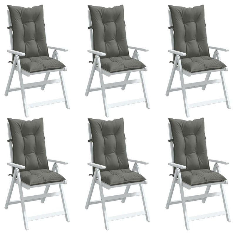 Load image into Gallery viewer, Vidaxl stoelkussens 6 st hoge rug 120x50x7 cm stof donkergrijs