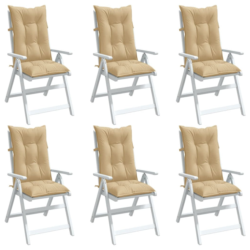 Load image into Gallery viewer, Vidaxl stoelkussens 6 st hoge rug 120x50x7 cm stof gemêleerd beige