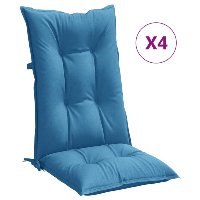 Load image into Gallery viewer, Vidaxl stoelkussens 4 st hoge rug 120x50x7 cm stof gemêleerd blauw