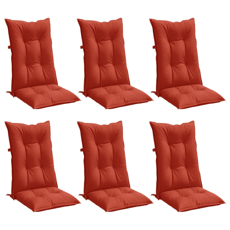 Load image into Gallery viewer, Vidaxl stoelkussens 6 st hoge rug 120x50x7 cm stof gemêleerd rood