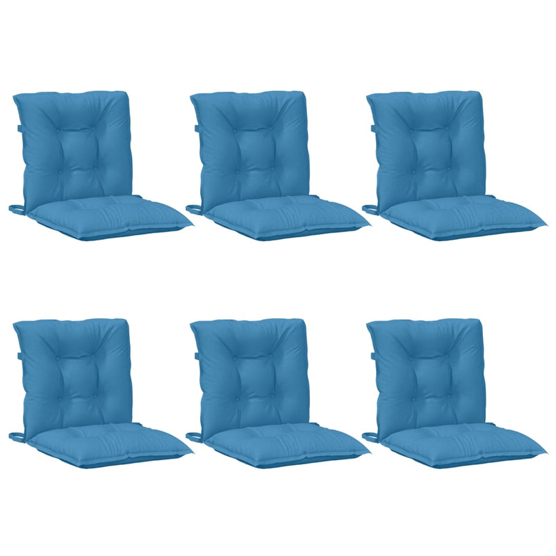 Load image into Gallery viewer, Vidaxl stoelkussens 6 st lage rug 100x50x7 cm stof gemêleerd blauw
