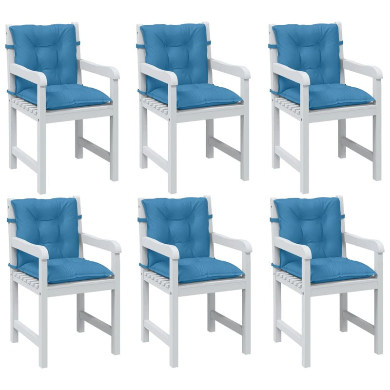 Load image into Gallery viewer, Vidaxl stoelkussens 6 st lage rug 100x50x7 cm stof gemêleerd blauw