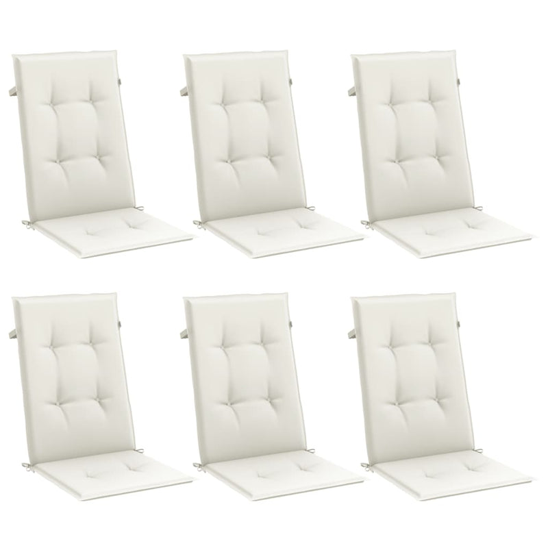 Load image into Gallery viewer, Vidaxl stoelkussens 6 st hoge rug 120x50x4 cm stof gemêleerd crème