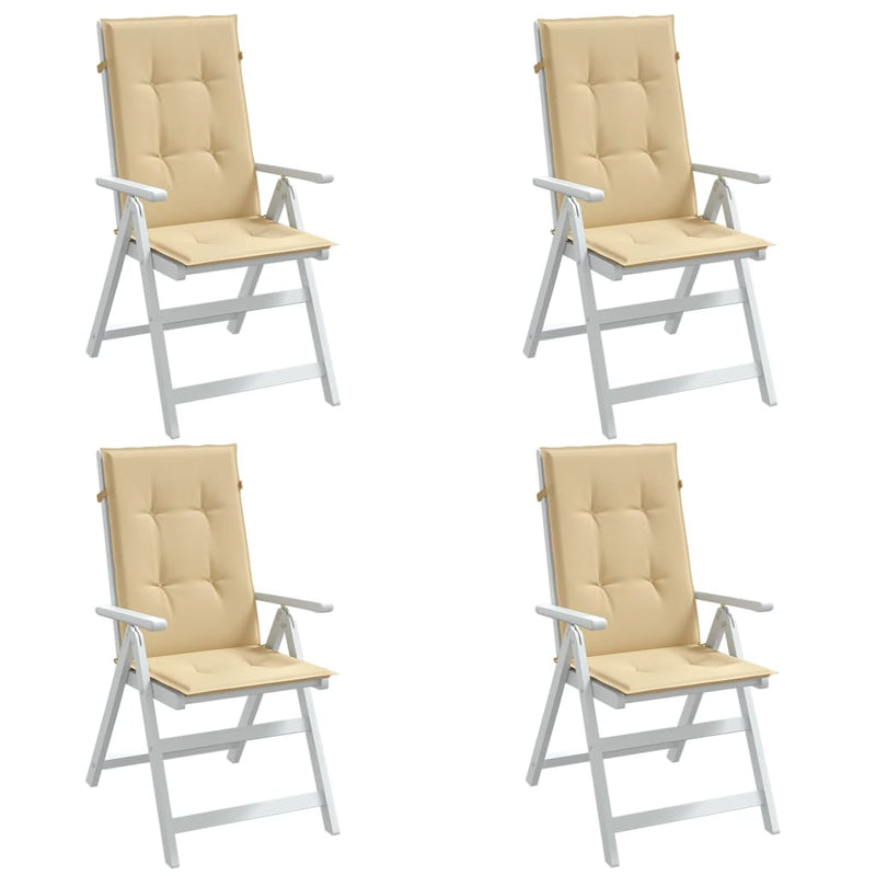 Load image into Gallery viewer, Vidaxl stoelkussens 4 st hoge rug 120x50x4 cm stof gemêleerd beige