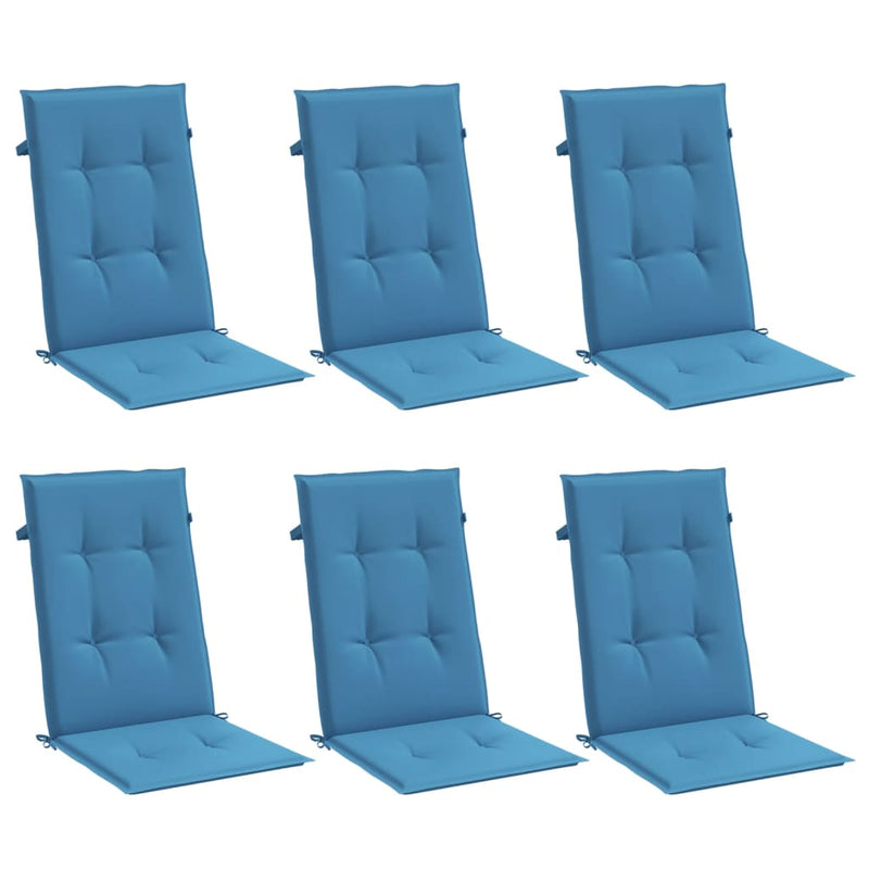 Load image into Gallery viewer, Vidaxl stoelkussens 6 st hoge rug 120x50x4 cm stof gemêleerd blauw