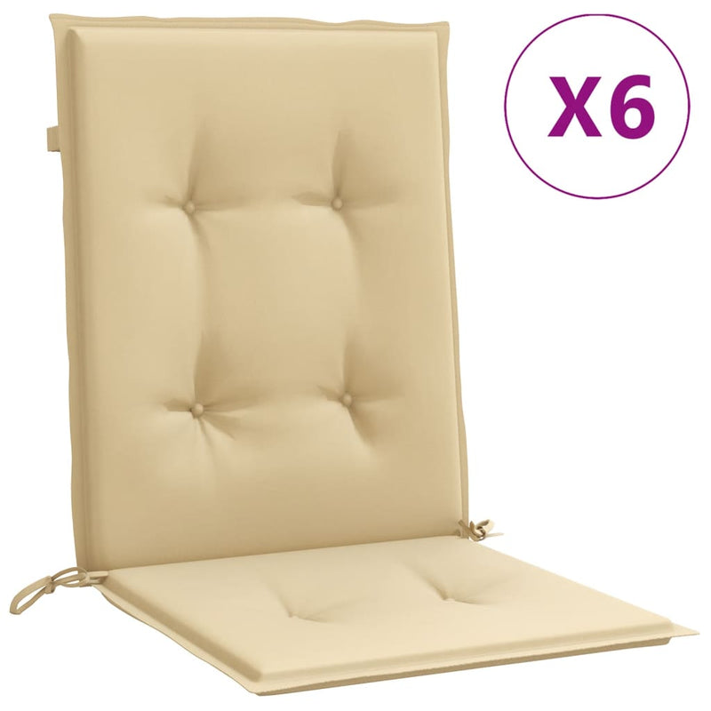 Load image into Gallery viewer, Vidaxl stoelkussens 6 st lage rug 100x50x4 cm stof gemêleerd beige