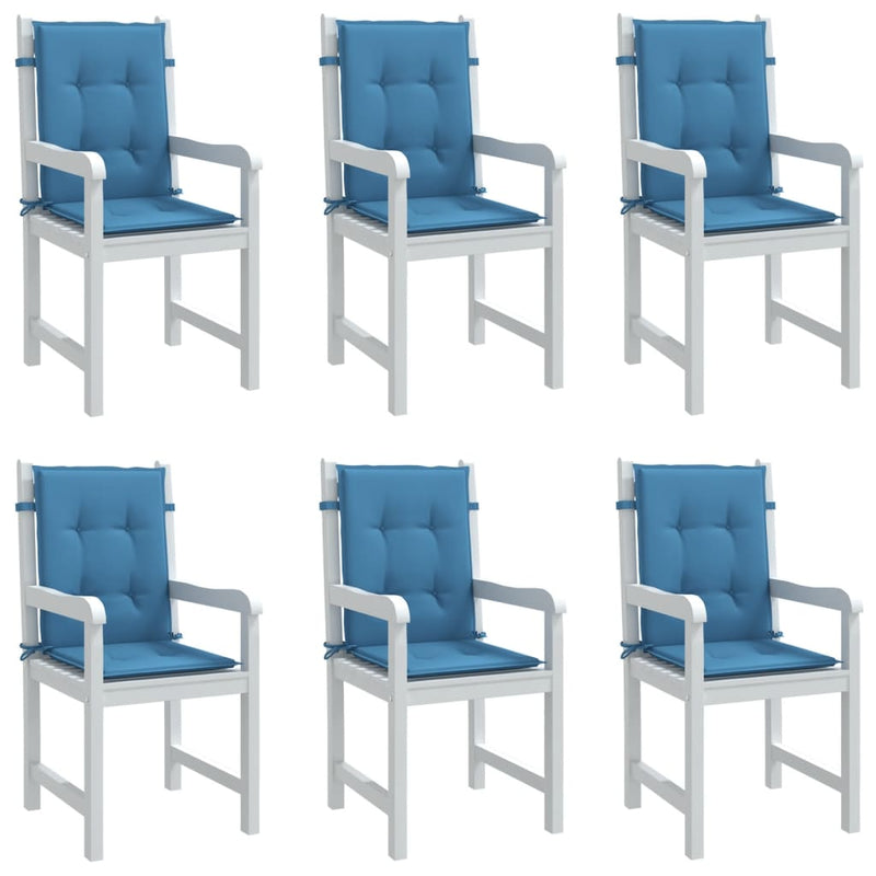 Load image into Gallery viewer, Vidaxl stoelkussens 6 st lage rug 100x50x4 cm stof gemêleerd blauw