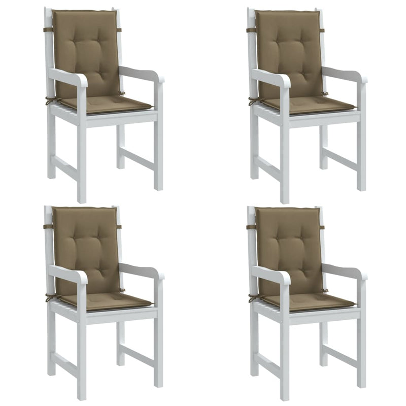 Load image into Gallery viewer, Vidaxl stoelkussens 4 st lage rug 100x50x4 cm stof gemêleerd taupe