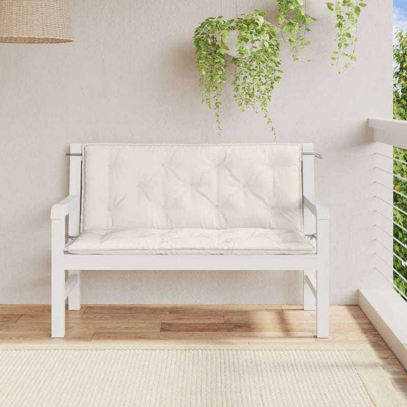 Load image into Gallery viewer, Vidaxl tuinbankkussens 2 st 120x50x7 cm stof gemêleerd crèmekleurig
