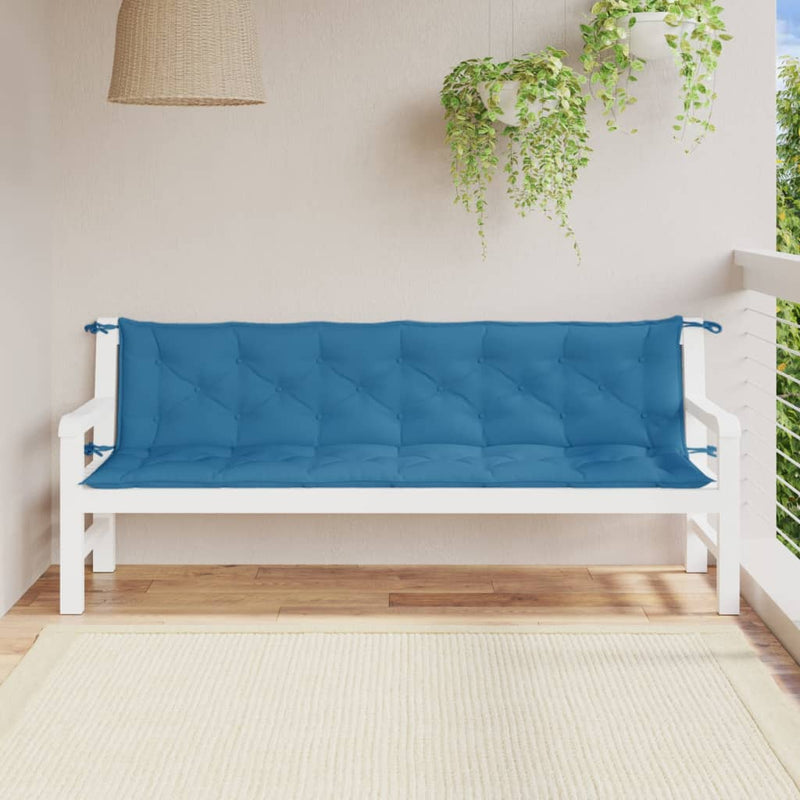 Load image into Gallery viewer, Vidaxl tuinbankkussens 2 st 200x50x7 cm stof gemêleerd blauw