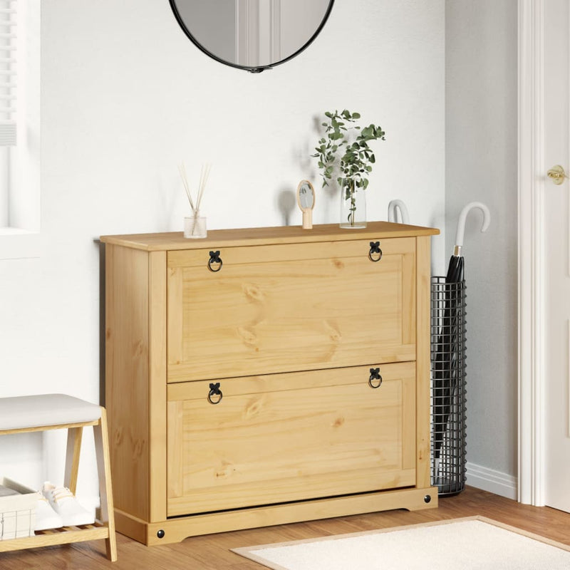 Load image into Gallery viewer, Vidaxl schoenenkast corona 99x32x85 cm massief grenenhout