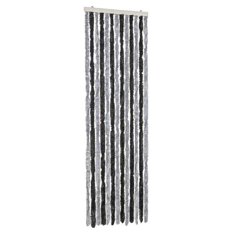 Load image into Gallery viewer, Vidaxl vliegengordijn 56x185 cm chenille grijs en zwart