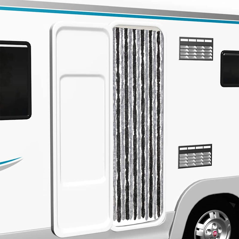 Load image into Gallery viewer, Vidaxl vliegengordijn 56x200 cm chenille grijs en zwart