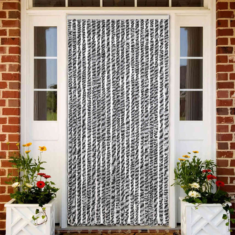 Load image into Gallery viewer, Vidaxl vliegengordijn 90x200 cm chenille grijs en zwart-wit