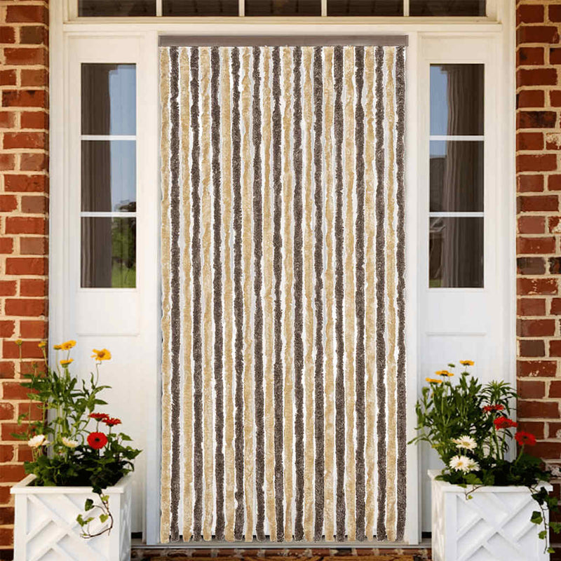 Load image into Gallery viewer, Vidaxl vliegengordijn 100x220 cm chenille donkerbruin en beige