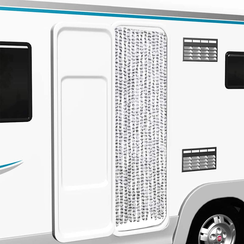 Load image into Gallery viewer, Vidaxl vliegengordijn 56x200 cm chenille lichtgrijs en donkergrijs