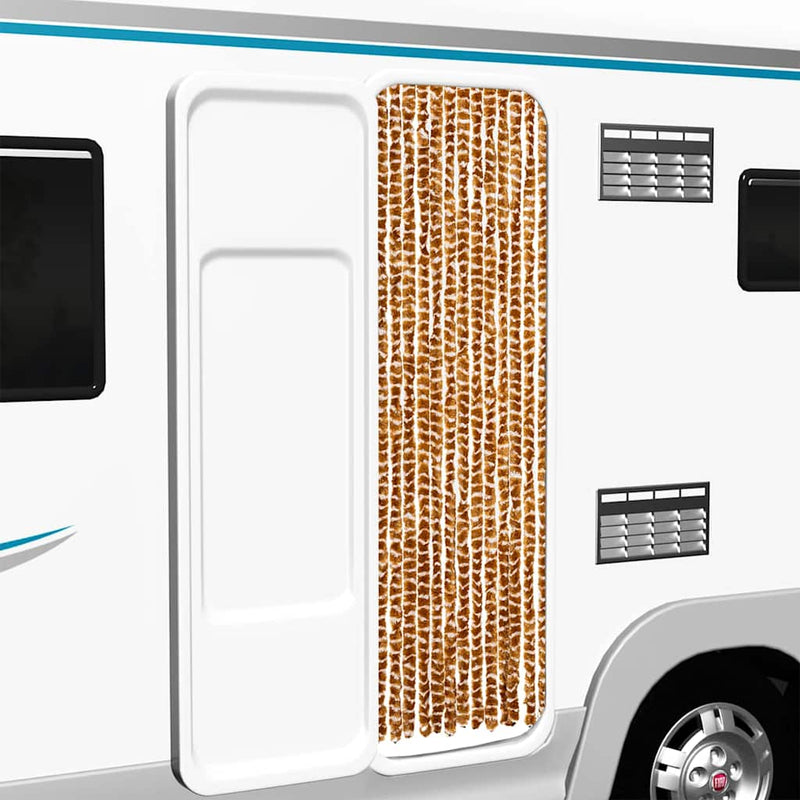 Load image into Gallery viewer, Vidaxl vliegengordijn 56x200 cm chenille okerkleurig en wit