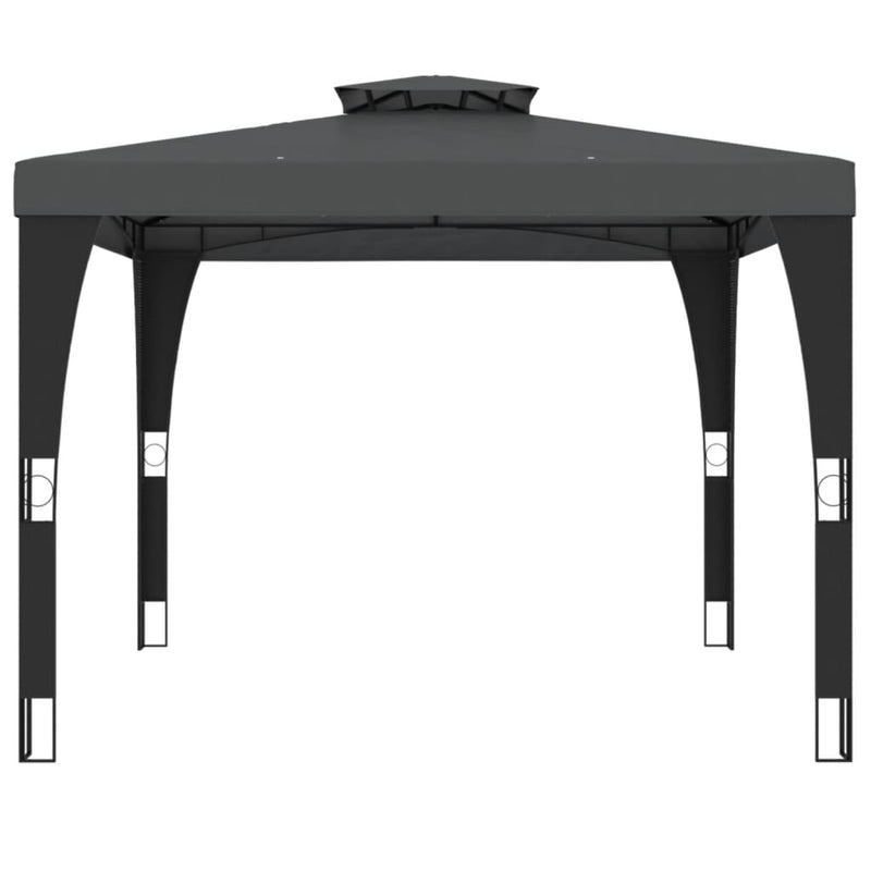 Load image into Gallery viewer, Vidaxl prieel met dubbel dak 2,98x2,98 m staal antracietkleurig