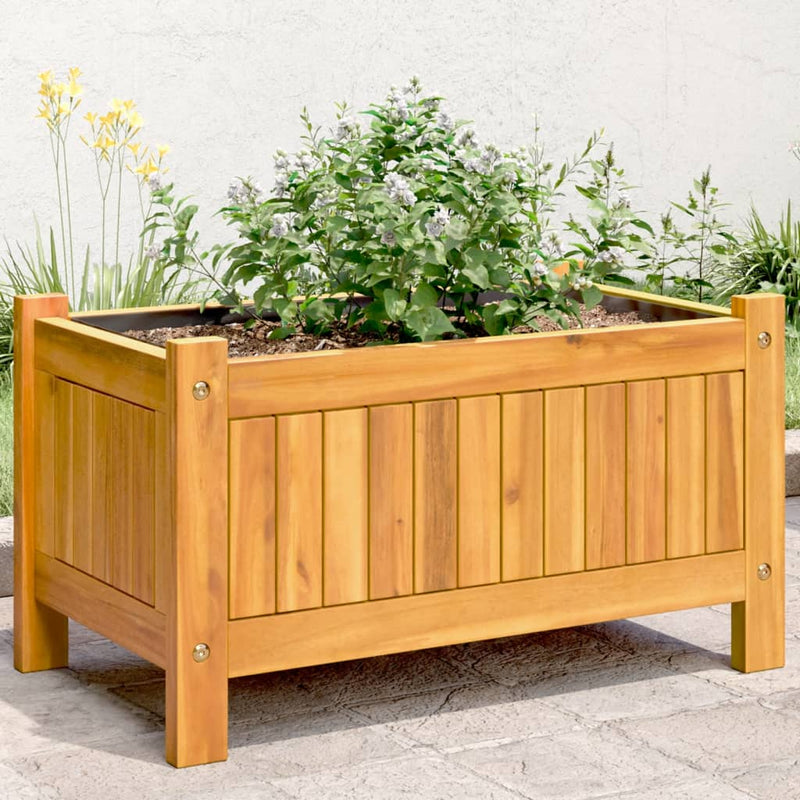 Afbeelding laden in galerijviewer, Vidaxl plantenbak met voering 54x31x30 cm massief acaciahout