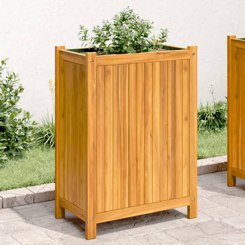 Load image into Gallery viewer, Vidaxl plantenbak met voering 54x31x75 cm massief acaciahout