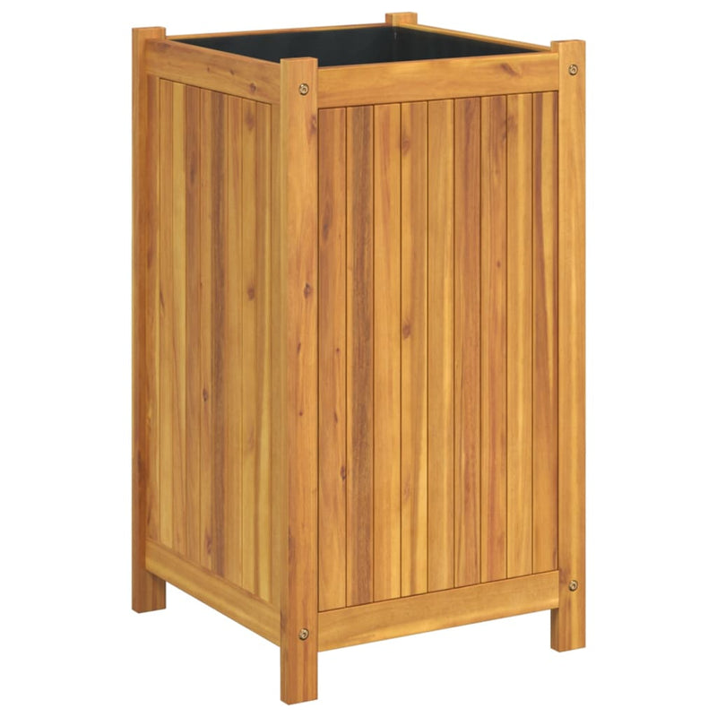Afbeelding laden in galerijviewer, Vidaxl plantenbak met voering 42x42x75 cm massief acaciahout