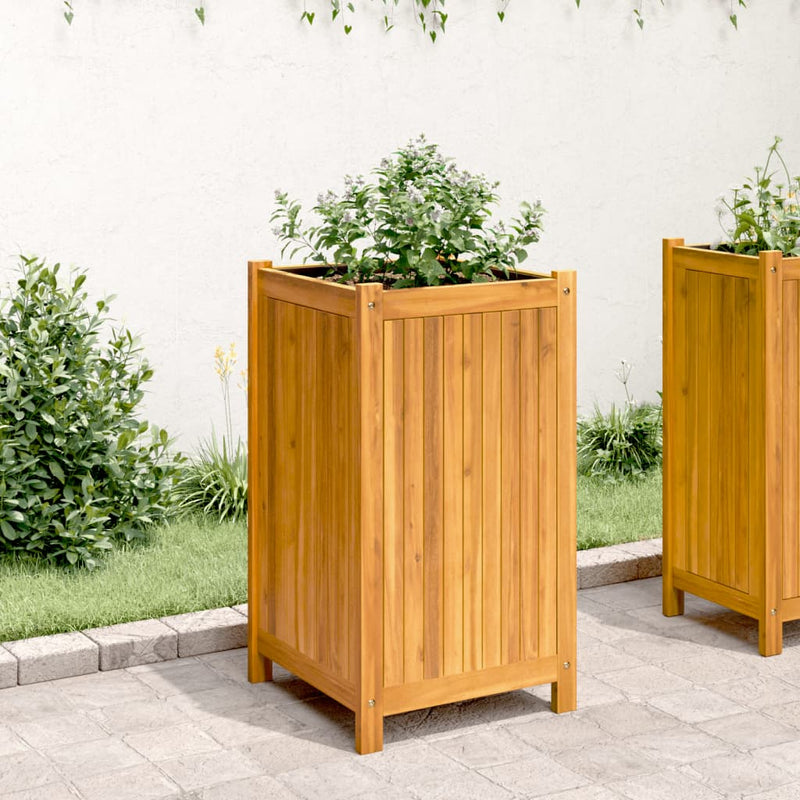 Load image into Gallery viewer, Vidaxl plantenbak met voering 42x42x75 cm massief acaciahout