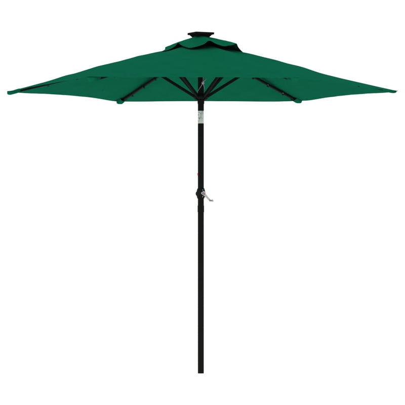 Load image into Gallery viewer, Vidaxl parasol met led's en stalen paal 225x225x212 cm groen