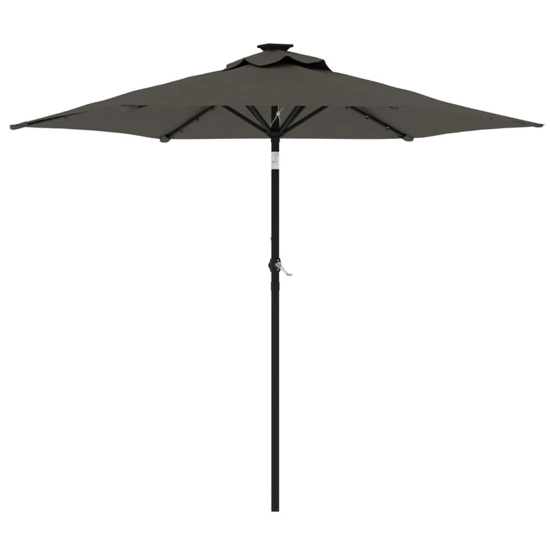 Afbeelding laden in galerijviewer, Vidaxl parasol met led's en stalen paal 225x225x212cm antracietkleurig