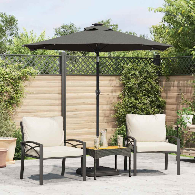 Afbeelding laden in galerijviewer, Vidaxl parasol met led's en stalen paal 225x225x212cm antracietkleurig