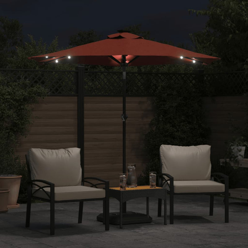 Load image into Gallery viewer, Vidaxl parasol met led's en stalen paal 225x225x212 cm terracotta