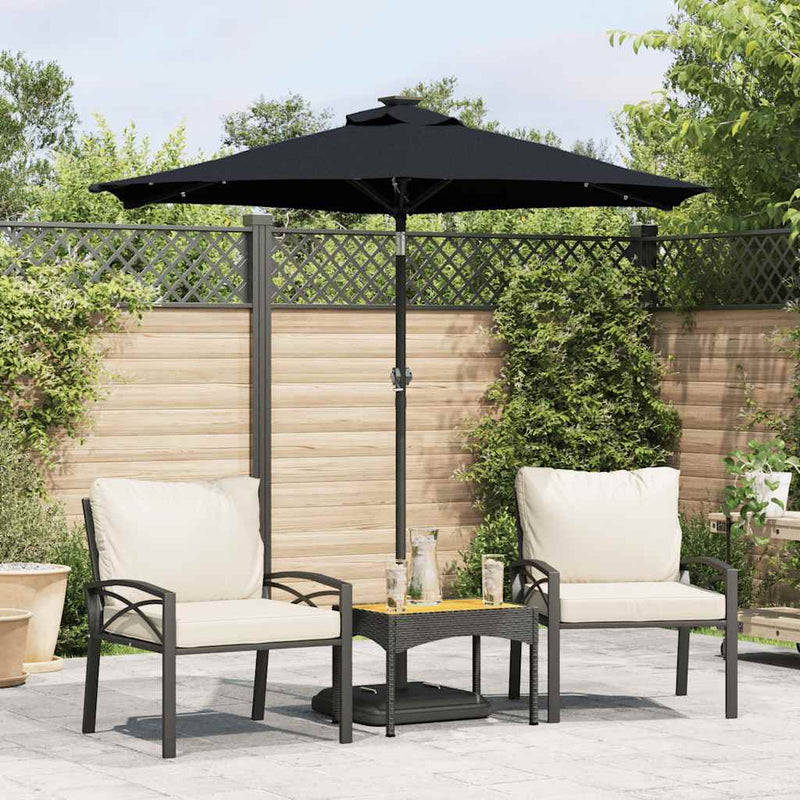 Afbeelding laden in galerijviewer, Vidaxl parasol met led's en stalen paal 225x225x212 cm zwart