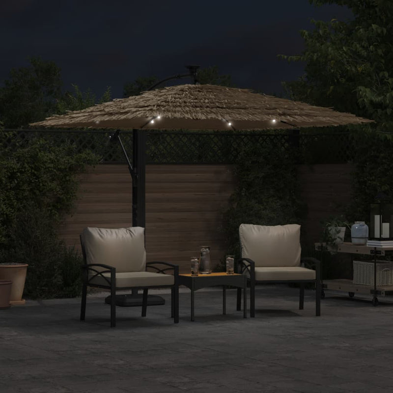 Load image into Gallery viewer, Vidaxl parasol met led's en stalen paal 246x246x230 cm bruin