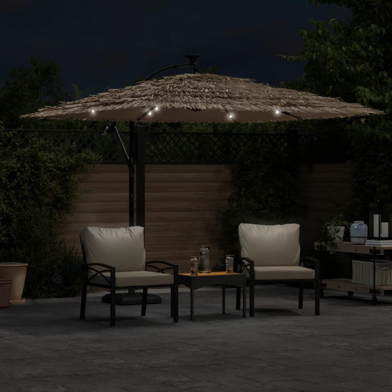 Load image into Gallery viewer, Vidaxl parasol met led's en stalen paal 269x269x235 cm bruin