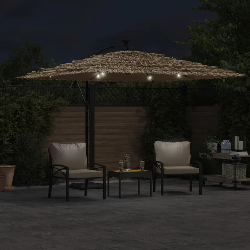 Load image into Gallery viewer, Vidaxl parasol met led's en stalen paal 290x290x238 cm bruin