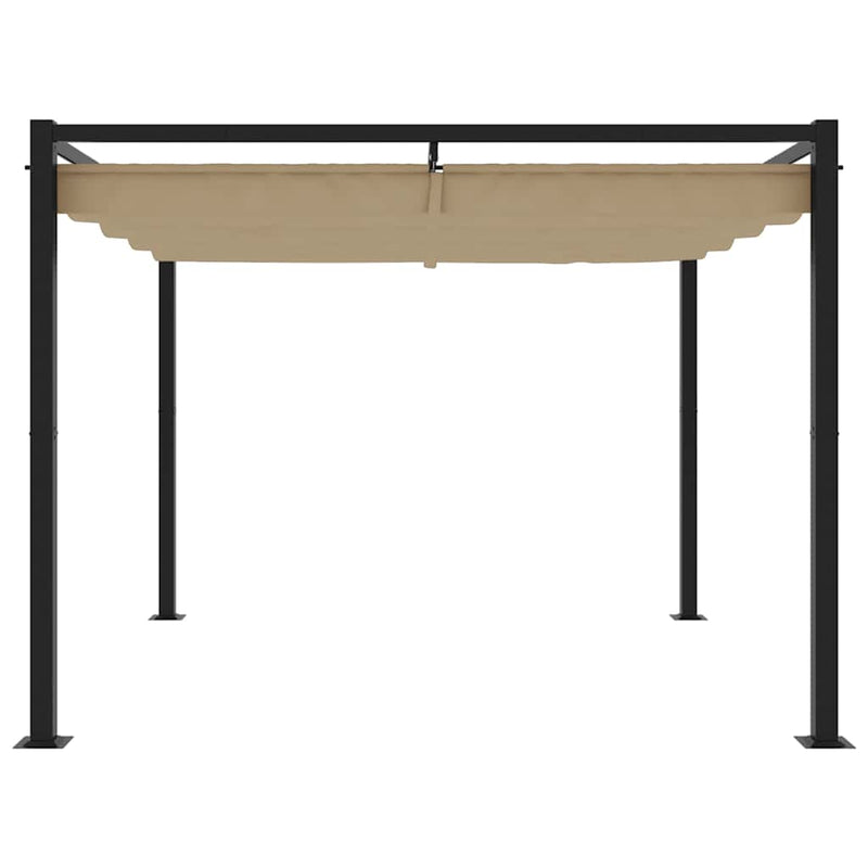 Load image into Gallery viewer, Vidaxl prieel met uittrekbaar dak 3x3 m staal taupe