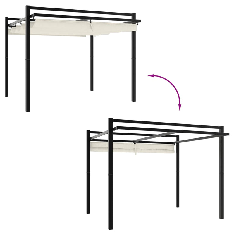 Load image into Gallery viewer, VidaXL Prieel met uittrekbaar dak 3x3 m aluminium crèmekleurig