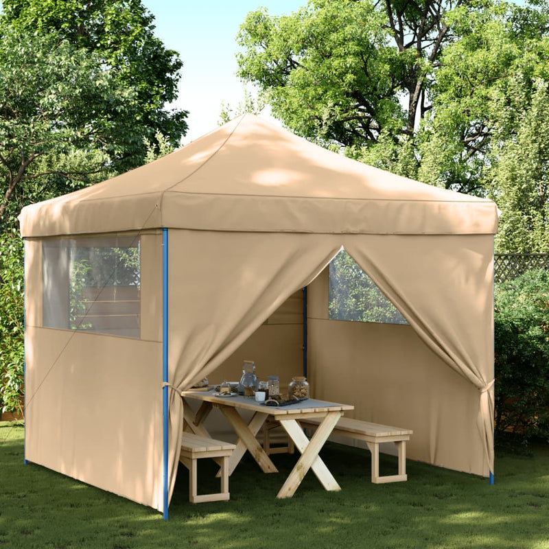 Load image into Gallery viewer, Vidaxl partytent inklapbaar pop-up met 4 zijwanden beige