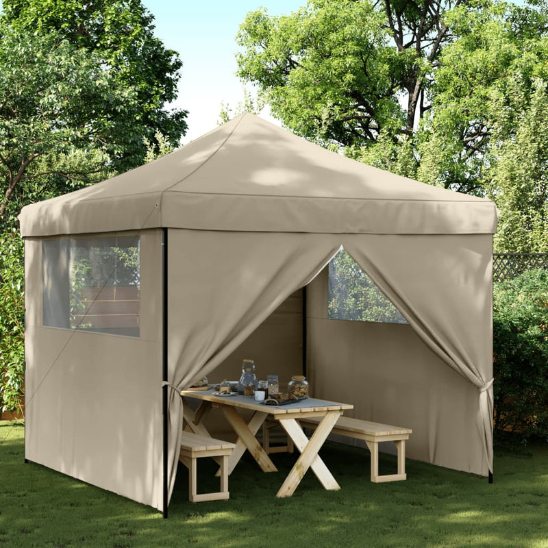 Load image into Gallery viewer, Vidaxl partytent inklapbaar pop-up met 4 zijwanden taupe