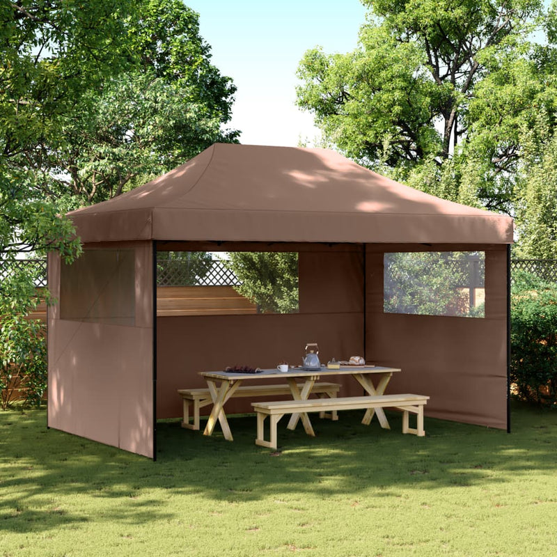 Load image into Gallery viewer, Vidaxl partytent inklapbaar pop-up met 3 zijwanden bruin