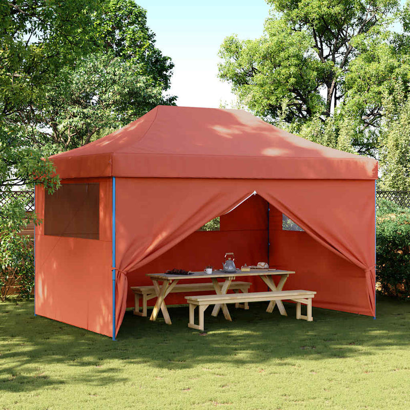 Load image into Gallery viewer, Vidaxl partytent inklapbaar pop-up met 4 zijwanden terracottakleurig