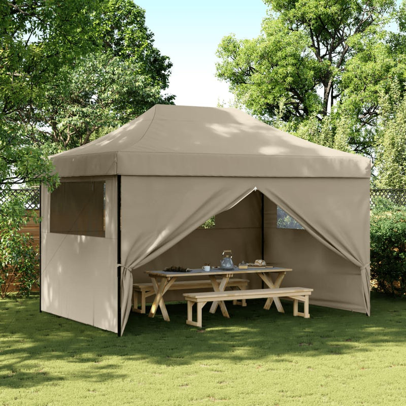 Load image into Gallery viewer, Vidaxl partytent inklapbaar pop-up met 4 zijwanden taupe